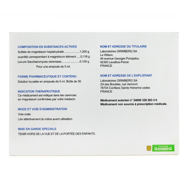 Spasmag solution buvable ampoule Carence en magnésium