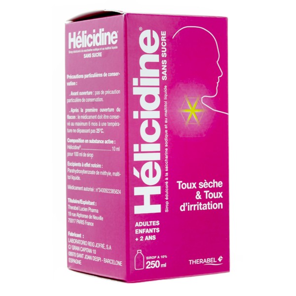 Helicidine Sirop Antitussif Toux Seche Et D Irritation Sans Sucre 250ml