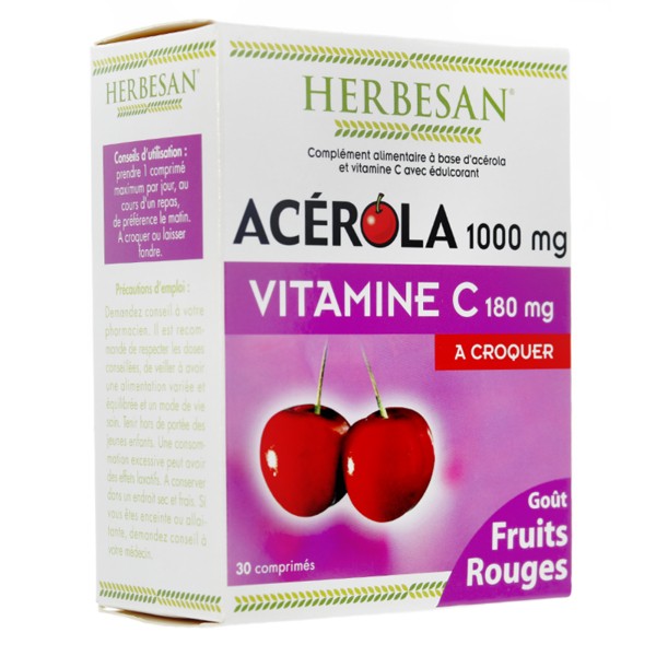Herbesan Acérola 1000 fruits rouges comprimés à croquer