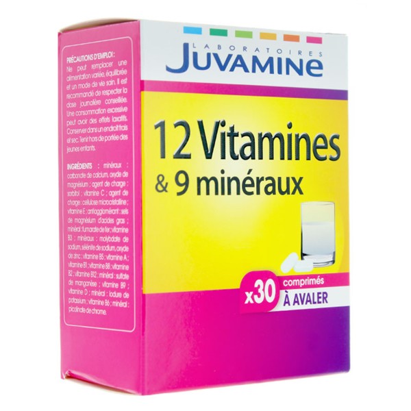 Juvamine 12 vitamines et 9 minéraux comprimés