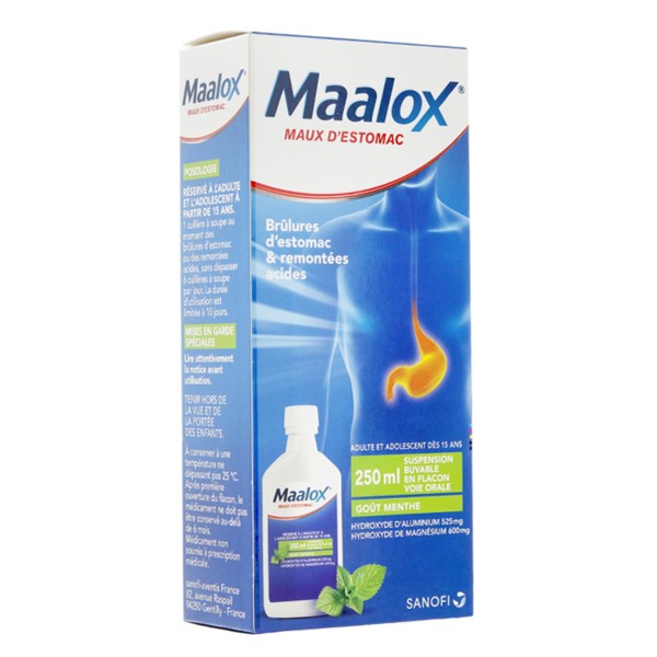 Maalox Maux d'estomac goût menthe solution buvable