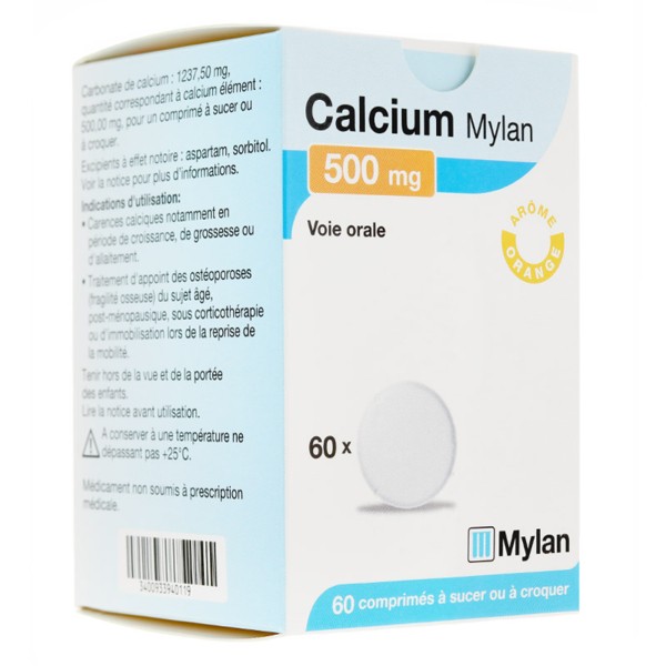 Calcium Viatris 500 mg comprimés à sucer ou à croquer