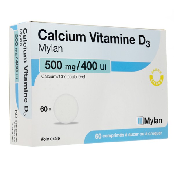 Calcium Vitamine D3 Viatris 500mg/400UI comprimés à croquer
