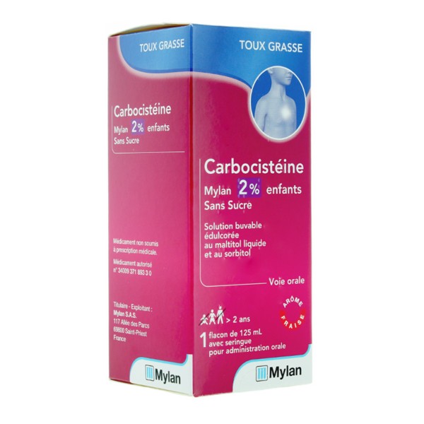 Carbocistéine 2% Viatris sans sucre enfants sirop