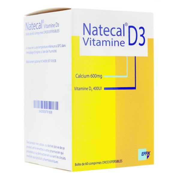 Natecal Vitamine D3 600mg/ 400 UI comprimés orodispersibles
