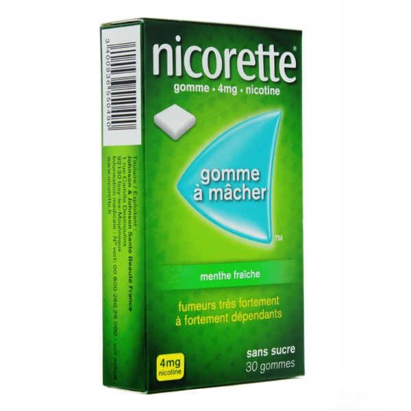 Nicorette 4 mg menthe fraîche gomme