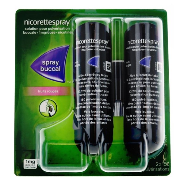 NicoretteSpray 1mg nicotine goût fruits rouges - Spray anti tabac