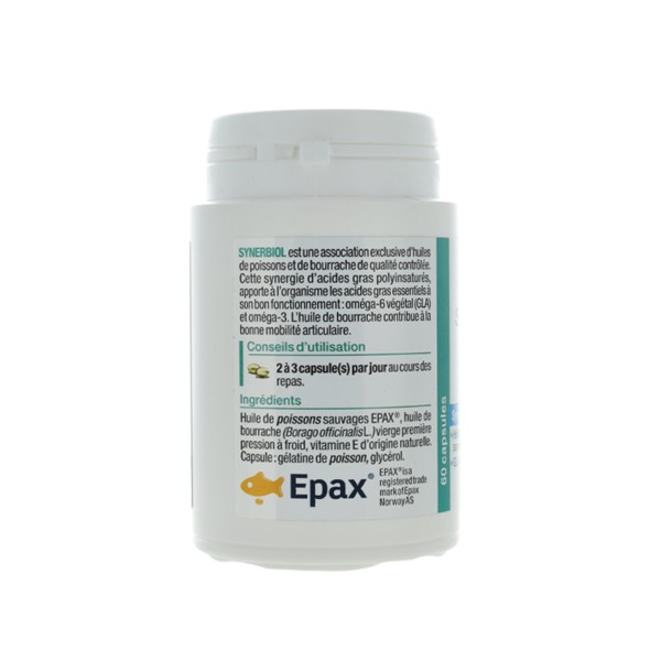 Nutergia Synerbiol 60 capsules Omégas 3 et 6 Huile bourrache