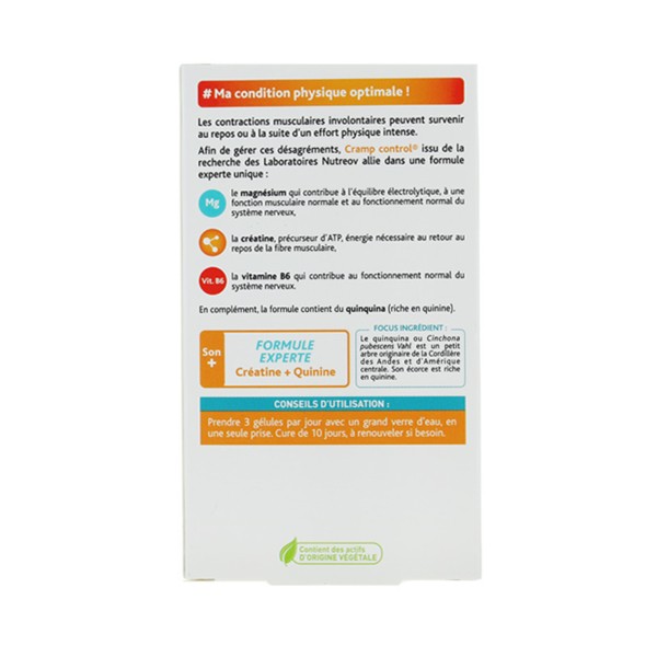 Cramp Control gélules Nutreov Physcience Magnésium, Quinine, créatine