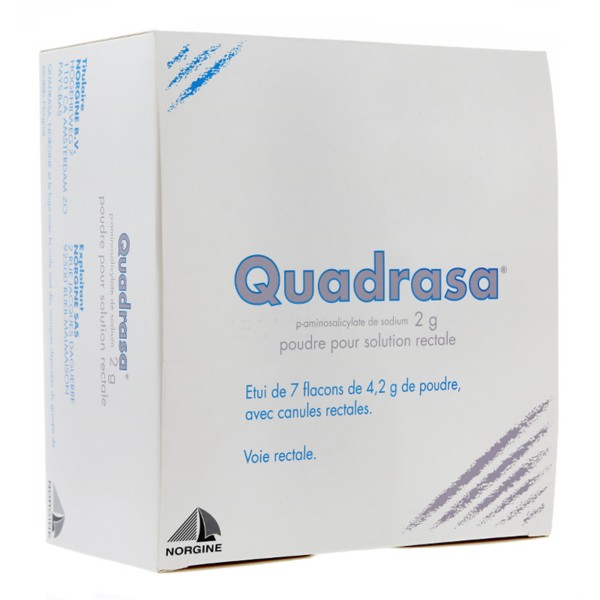 Quadrasa 2 g poudre pour solution rectale flacon avec canules rectales
