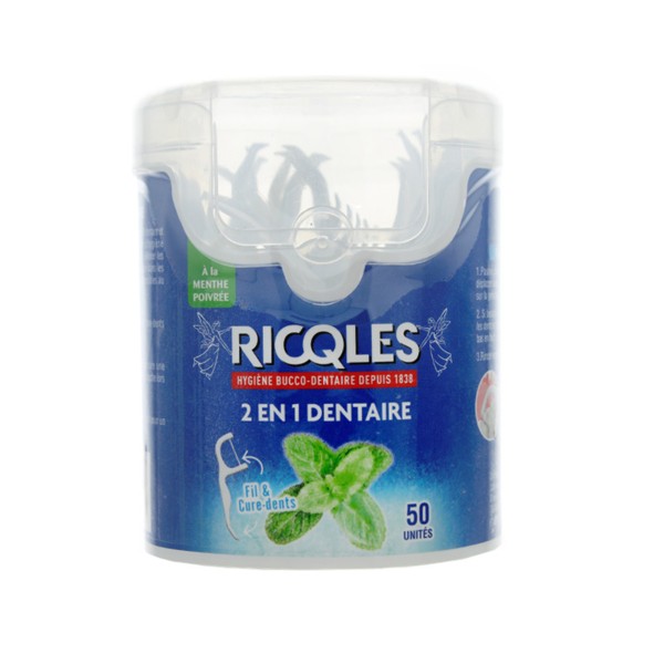 Ricqles fil dentaire 2 en 1 50 unités