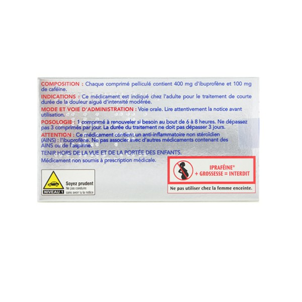 Ipraféine comprimé ibuprofène caféine Migraine, Douleur dentaire