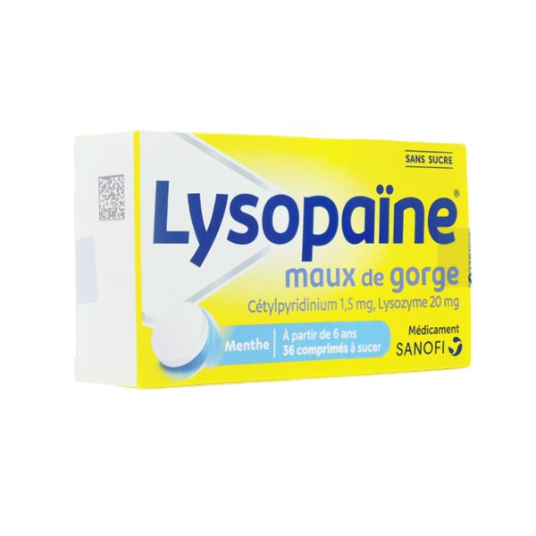 Lysopaïne menthe sans sucre comprimés à sucer