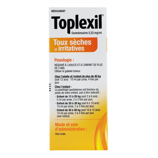 Toplexil Sirop 150 Ml Contre La Toux Seche Irritative Oxomemazine