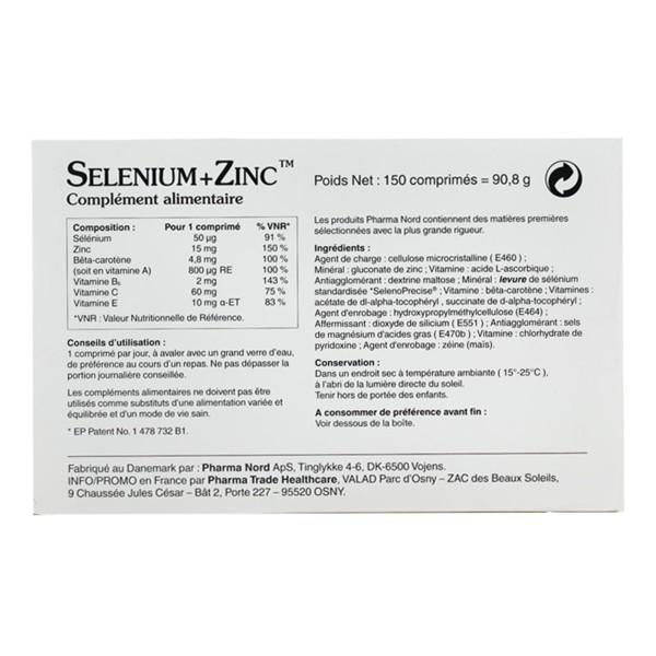 Selenium Zinc comprimés Pharma Nord Système immunitaire Antioxydant