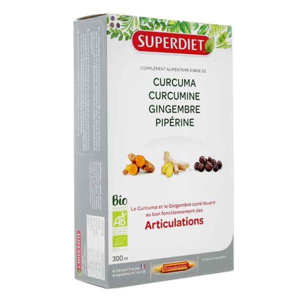 Super Diet curcuma curcumine gingembre pipérine ampoules