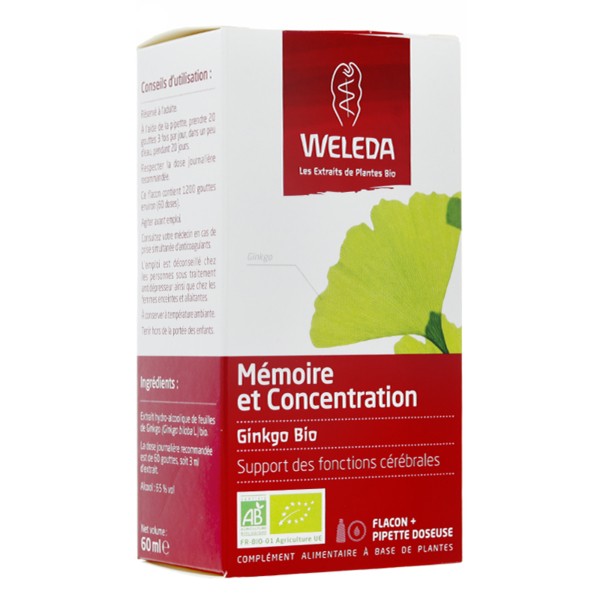 Weleda Mémoire et Concentration extrait Bio Gingko
