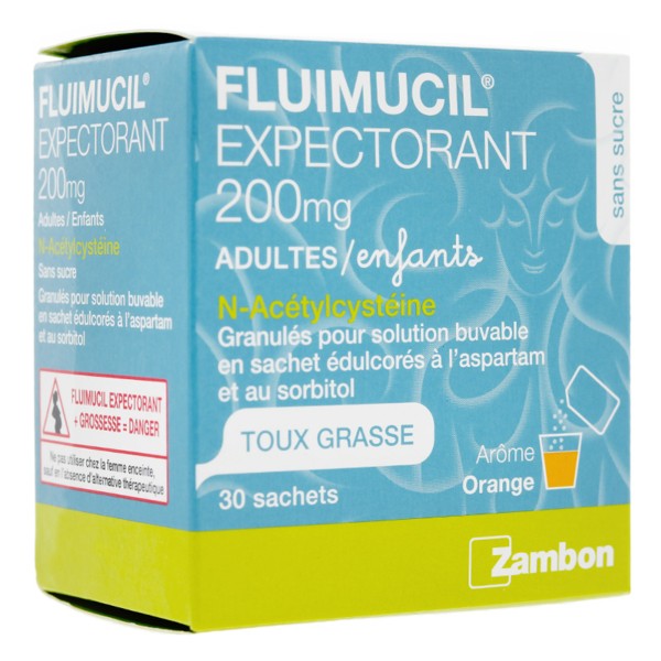 Fluimucil expectorant 200 mg sans sucre sachets