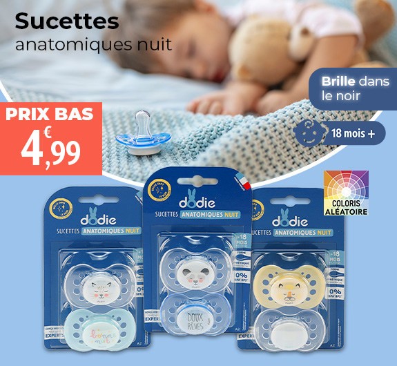 Prix bas Dodie sucette anatomique silicone +18 mois Nuit